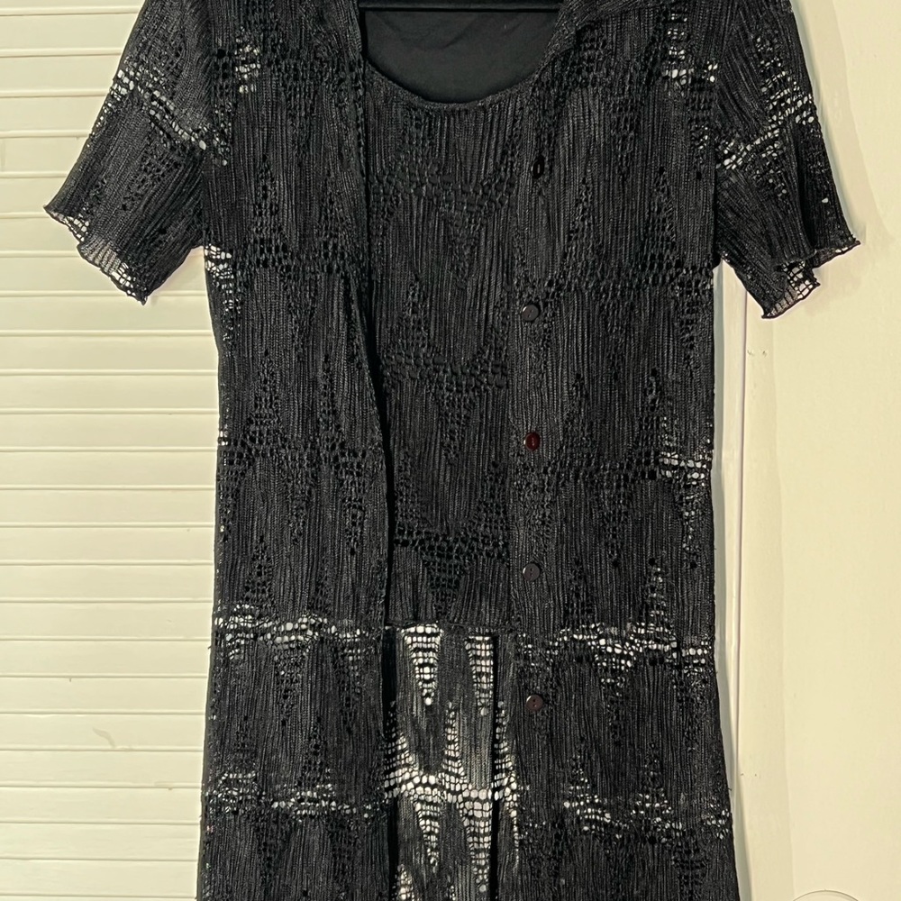 lace coat dress , see through dress or beach cover up or top with cardigan